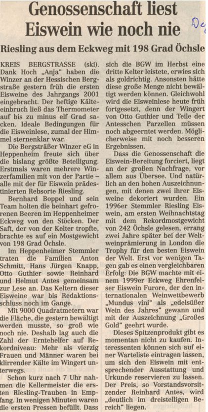 2001-12-14 Genossenschaft liest Eiswein wie noch nie