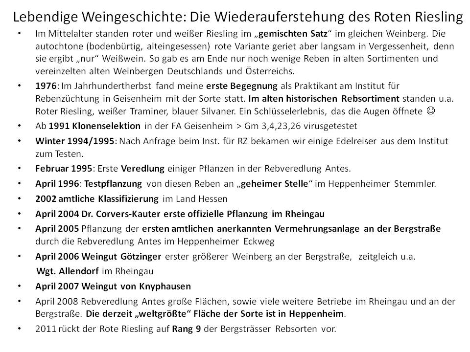 Roter Riesling Geschichte der "Wiederauferstehung"